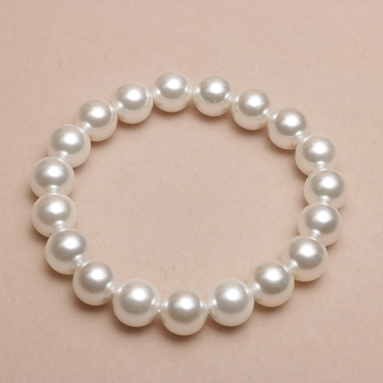 Elizabeth  Elastic Beaded Shell Pearl Bracelet