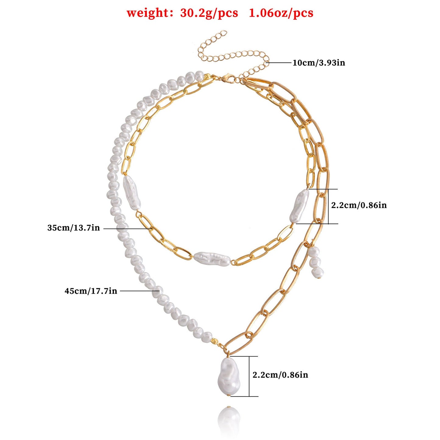 Irregular Imitation Pearl Two Layered Necklaces