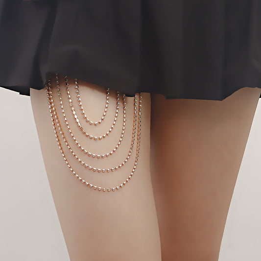 Beach Leg Chain Exaggerated Personality Elastic Rope 5-layer Rhinestone Leg Chain