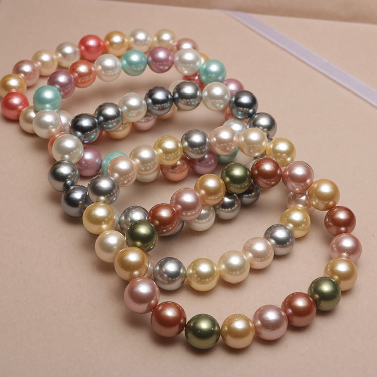 Elizabeth  Elastic Beaded Shell Pearl Bracelet