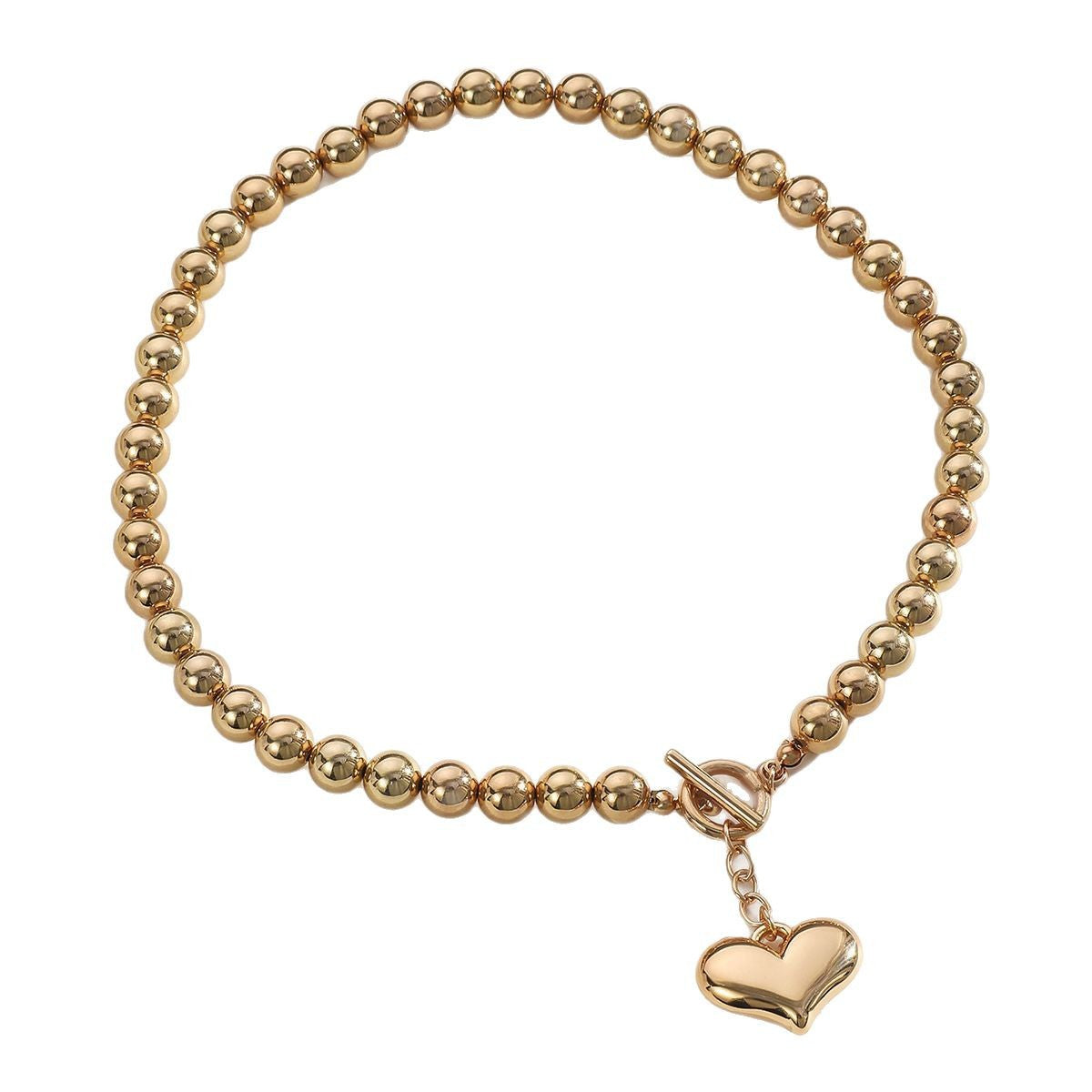 Chunky Heart Pendant Beaded Necklace