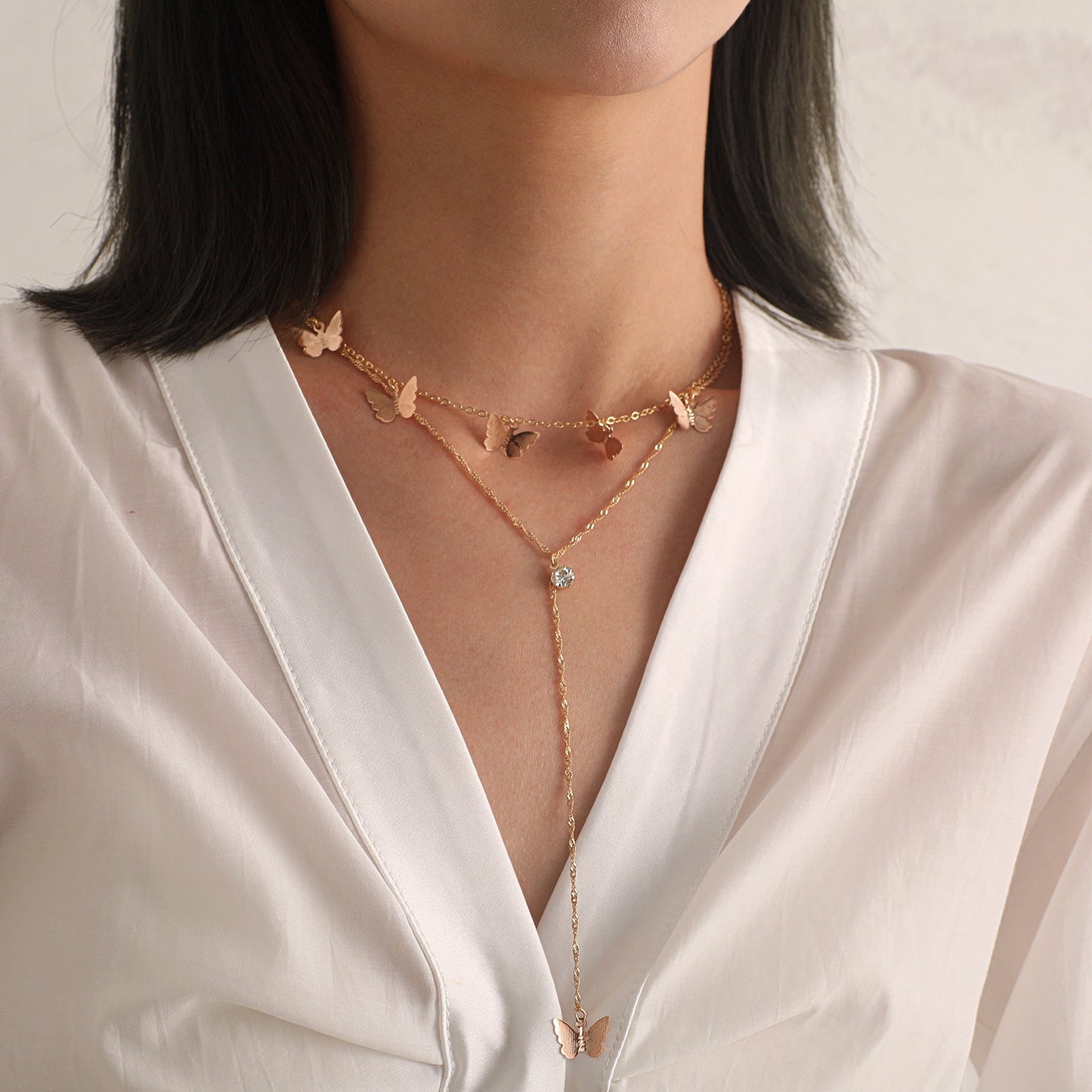 Double Layered Long Chain Necklace for Women