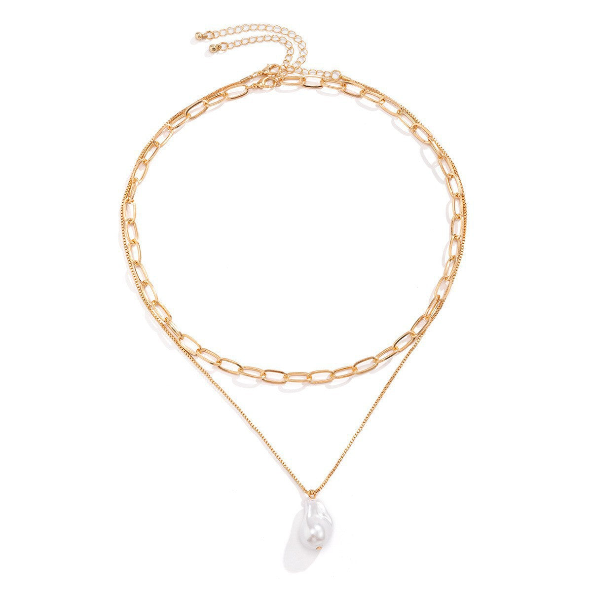 Double-Layer Pearl Chain Necklace