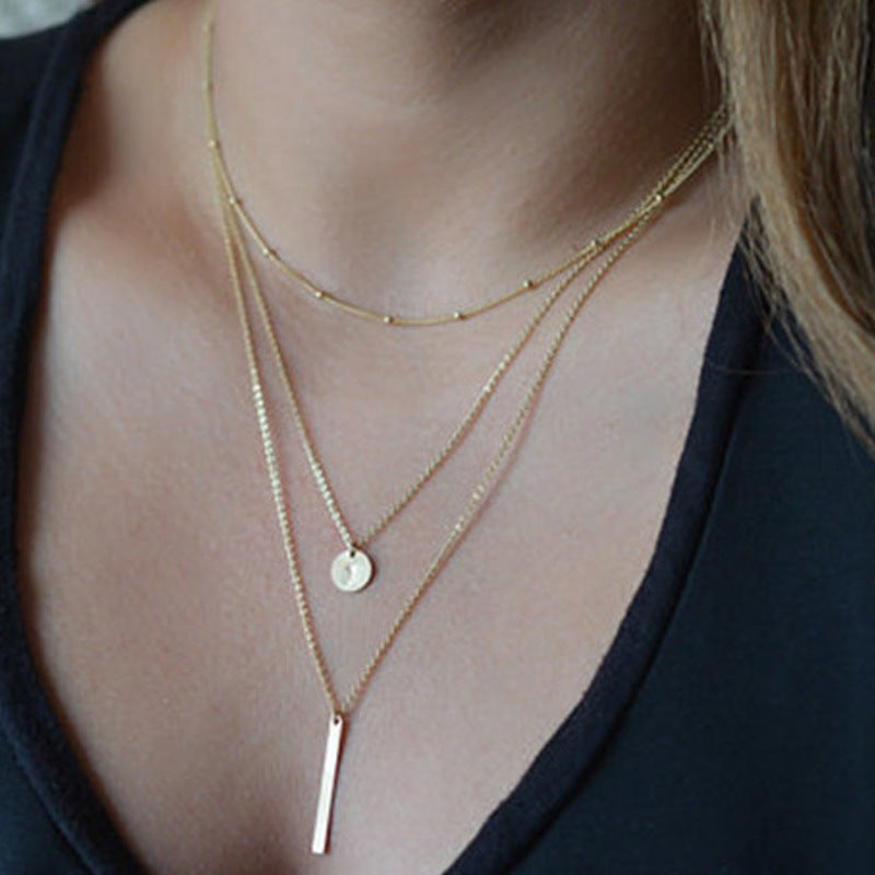 Multilayer Bar Necklace Boho Layered