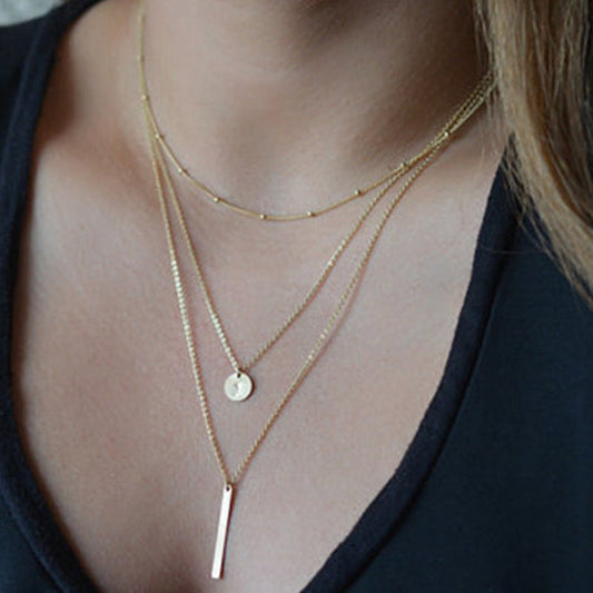 Multilayer Bar Necklace Boho Layered