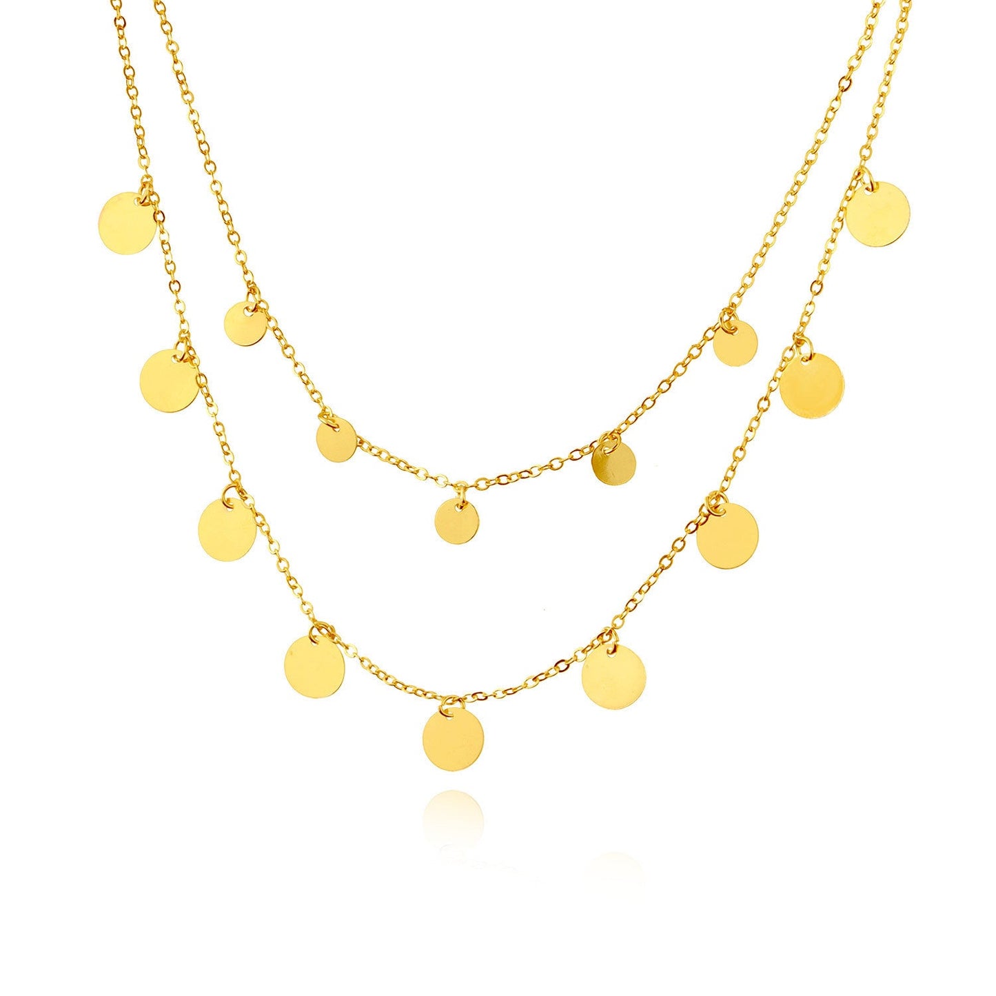 Disc Layered Chain Choker Necklaces