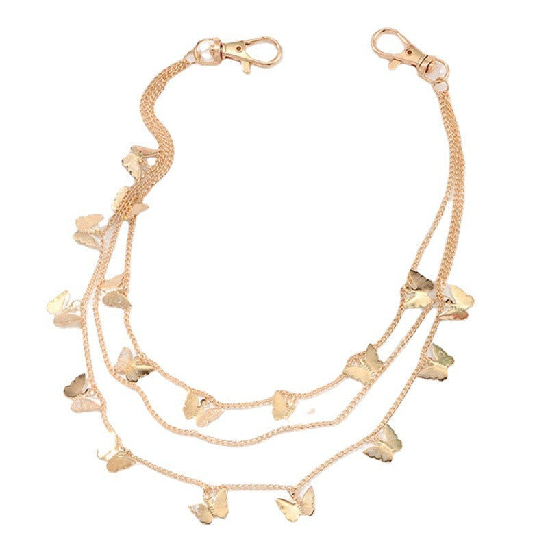 Hip Hop Multilayer Butterfly Waist Chain