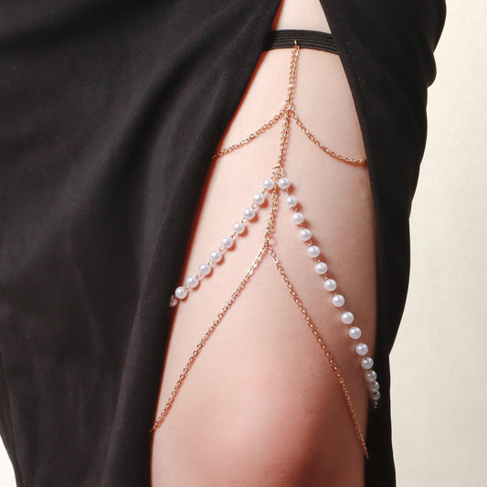 Sexy Beach Body Chain Nightclub Party Multi-layer Pearl Leg Chain