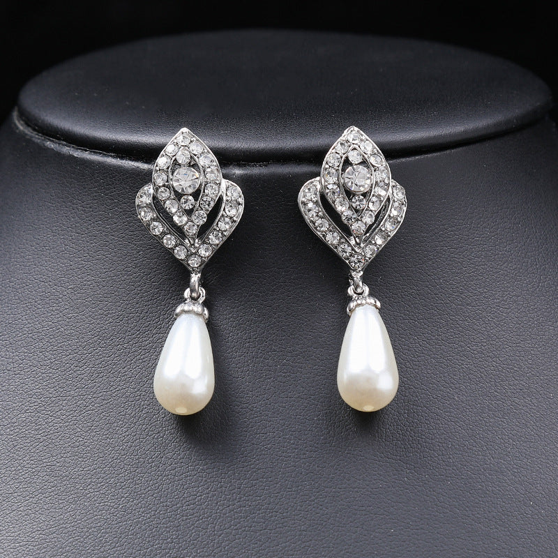 Women Crystal Pearl Rhinestones Bridal Wedding Jewelry Sets