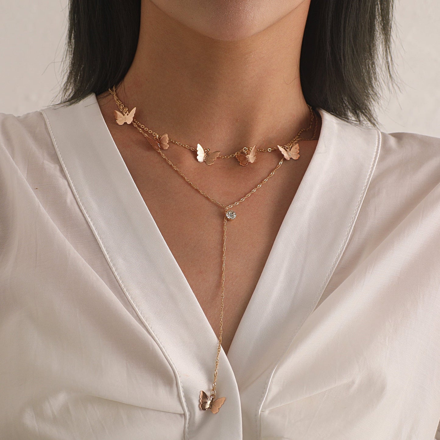 Double Layered Long Chain Necklace for Women