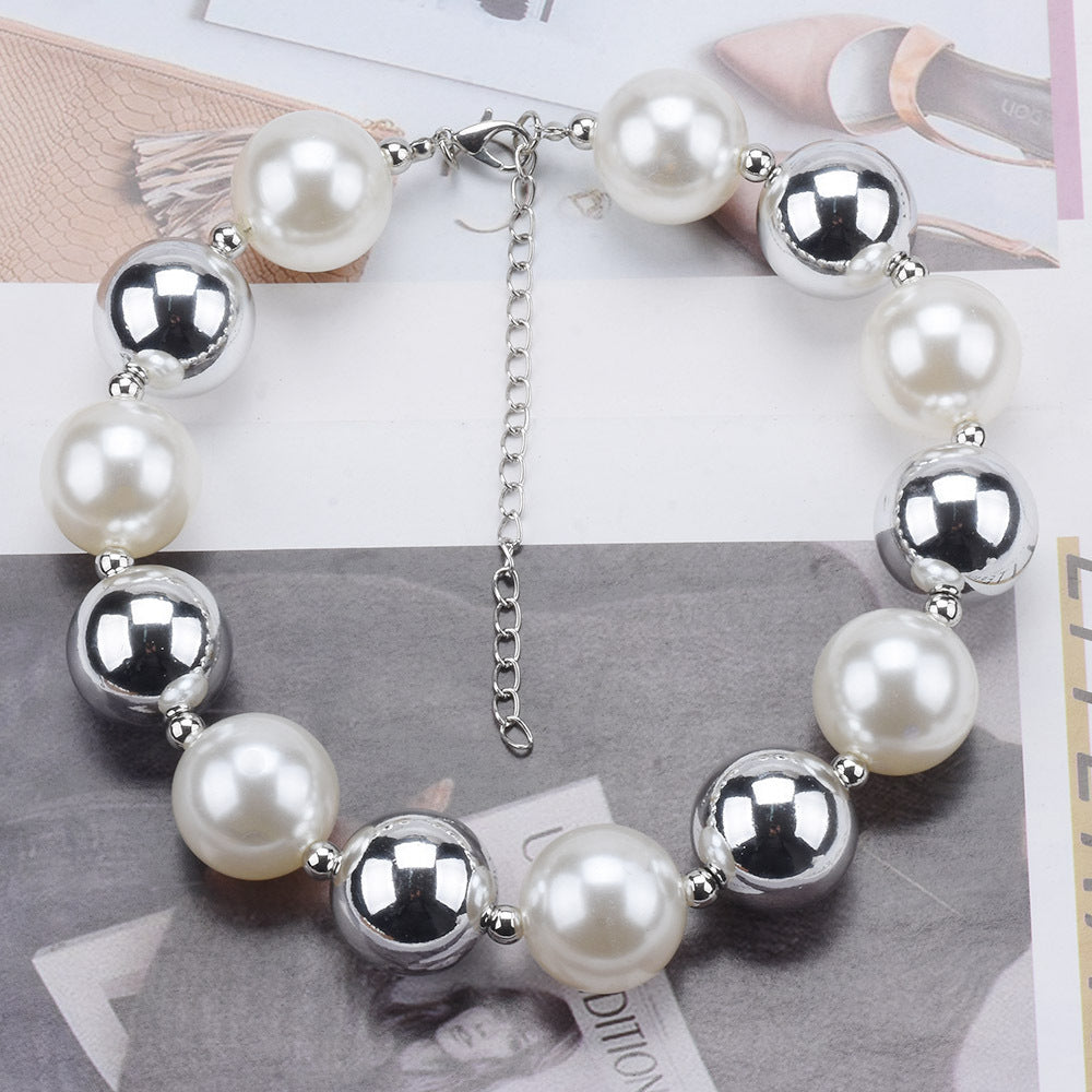 Chunky Choker Necklace Pearl Statement Necklace