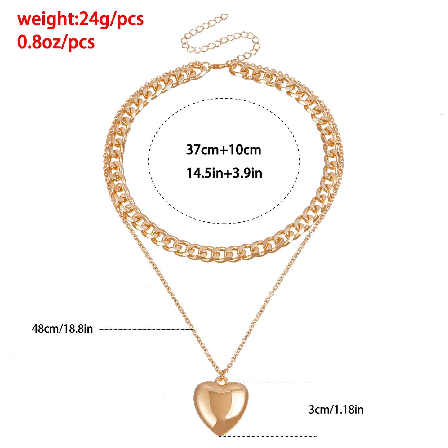Double Layered Heart Pendant Necklace