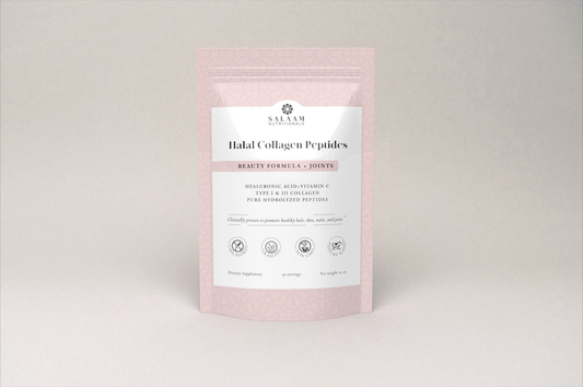 Pure Halal Collagen Hydrolyzed Peptides Type 1 & 3 Powder - With Vitamin C & Hyaluronic Acid | Nutritionals