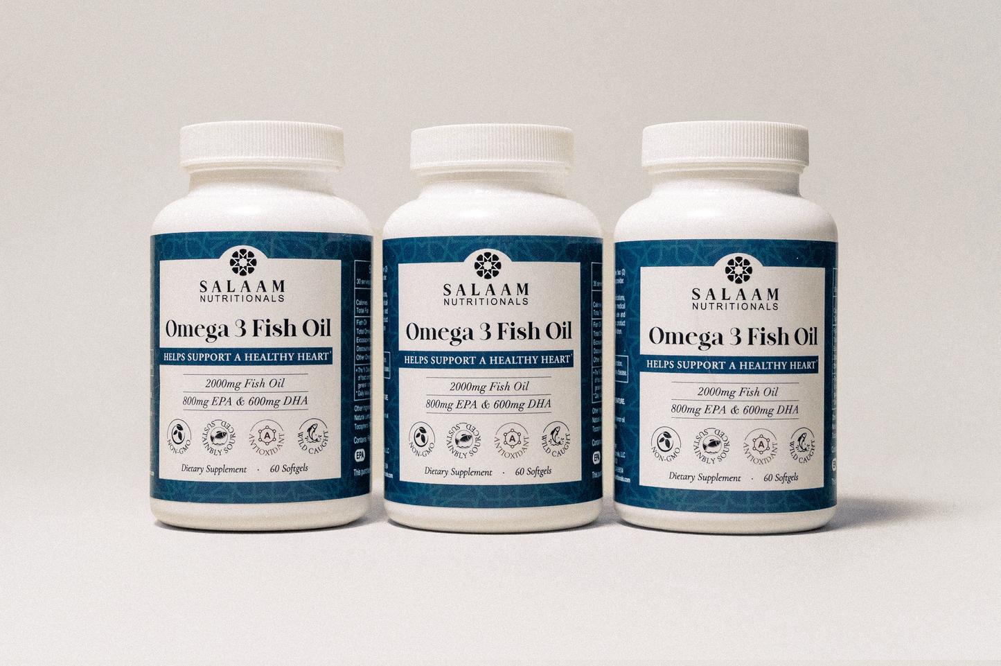 Fish Oil 2000mg Omega-3 Soft Gels with EPA & DHA - 60 Count | Salaam Nutritionals