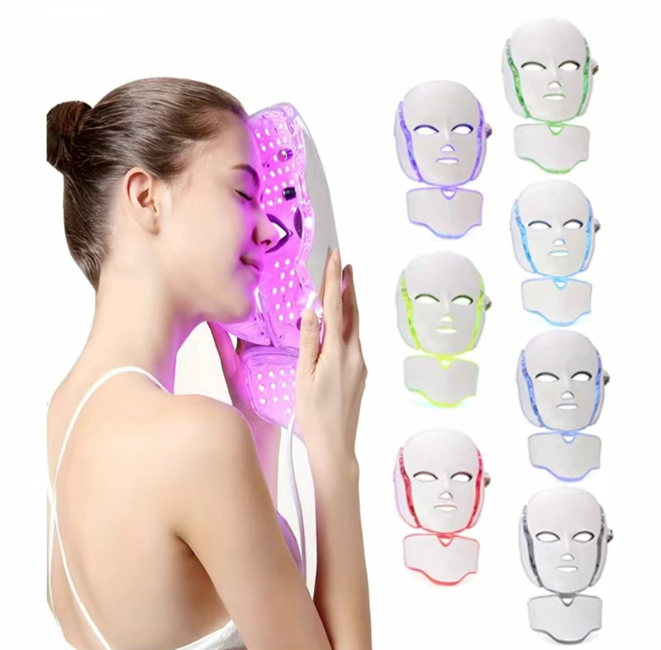 7 Colors LED Facial Mask With Neck Men And Women